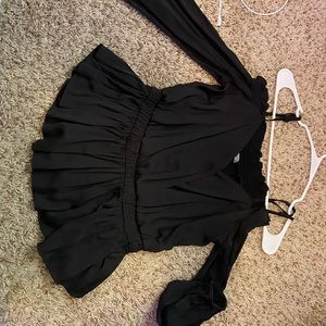 Black small straps off the shoulder top